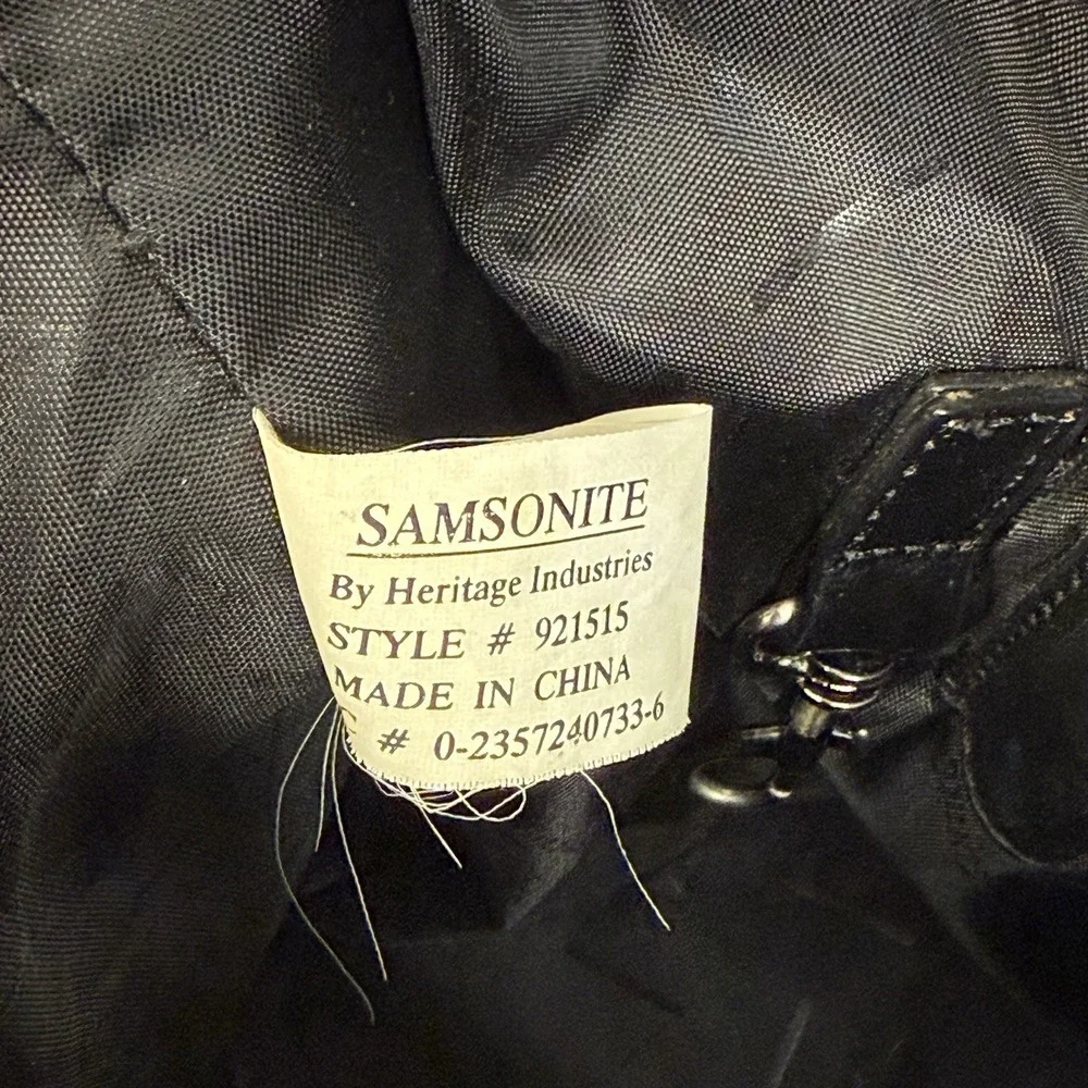 Vintage Samsonite Black Leather Travel Business Tote Bag With Shoulder Strap